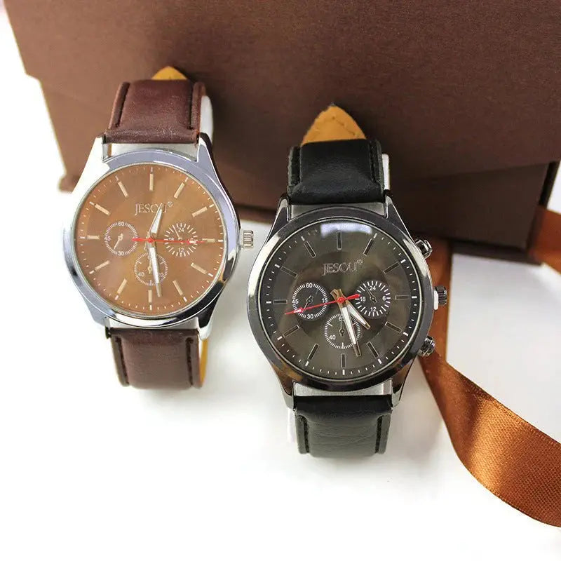 Packed Gift Box Watches Set Quartz Wrist Watch Belt Wallet Cufflinks Pen